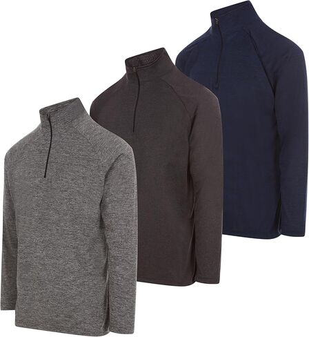 Daresay Men's Dri-Fit Quarity Zip Long Sleeve Moisture Wicking Pullover ، Teatic Quick Dry Tees 3-Pack (حتى 3XL) in Kuwait