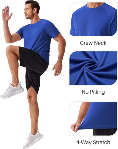 Pinspark 5 Pack Gym تمرينات تمرين للرجال قصيرة الأكمام الرطوبة الفطرية in Kuwait