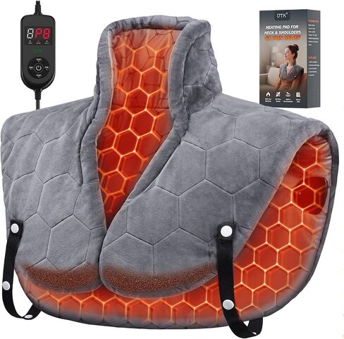 30s Fast Hot Heating Pad for Neck Shoulders and Back, Far Infrared Heating Pad, 6X Deeper Pain Relief, Max 160℉, 8 Temp Settings, 4H Auto Off, Memory Function, 24"X20", Daily Care Gift for Family in Saudi Arabia