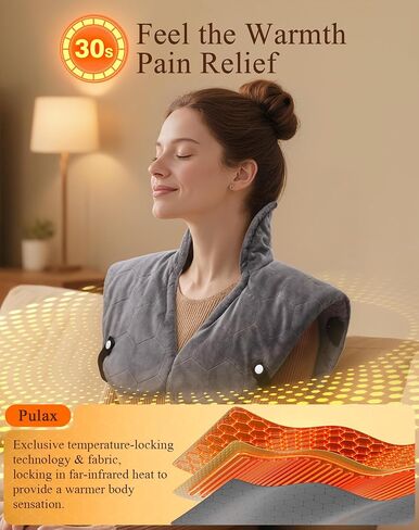 30s Fast Hot Heating Pad for Neck Shoulders and Back, Far Infrared Heating Pad, 6X Deeper Pain Relief, Max 160℉, 8 Temp Settings, 4H Auto Off, Memory Function, 24"X20", Daily Care Gift for Family in Saudi Arabia