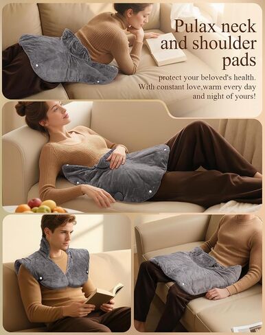 30s Fast Hot Heating Pad for Neck Shoulders and Back, Far Infrared Heating Pad, 6X Deeper Pain Relief, Max 160℉, 8 Temp Settings, 4H Auto Off, Memory Function, 24"X20", Daily Care Gift for Family in Saudi Arabia