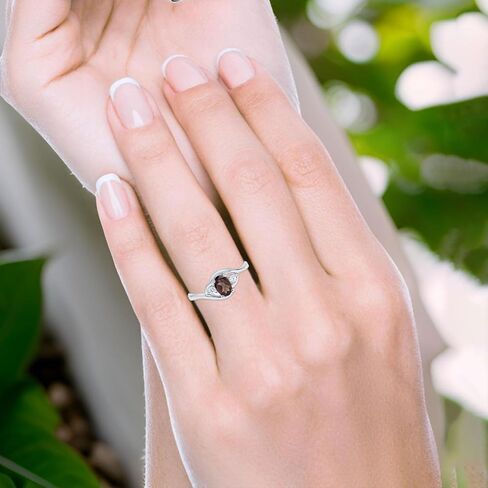 Omranii Art Deco Three Stone Oval Natural Chocolate Smoky Quartz Twisted Vintage Style Trio Ring CZ خواتم الزفاف للنساء 925 الفضة الاسترليني in Kuwait