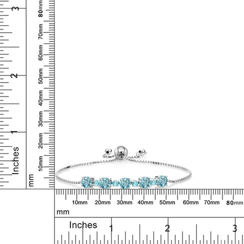 سوار تنس من الفضة عيار 3.82 من Gem Stone King 3.82 Cttw London Blue Topaz وSwiss Blue Topaz 925 فضي للنساء | سوار بولو | مستديرة 5 ملم و 2.5 ملم | قابل للتعديل بالكامل حتى 9 بوصة | سهل الارتداء والخلع in Saudi Arabia