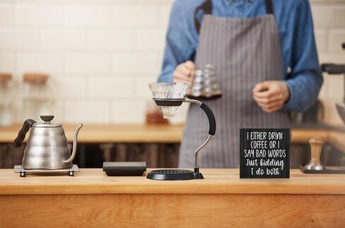 Mtrgdn Funny Coffee Sign, Coffee Bar Accessories Decor, I Either Drink Coffee or I Say Bad Words Wood Box Sign Desk Decor, Wooden Box Block Sign Decorations for Coffee Station Shop Coner Wall Tabletop in Kuwait