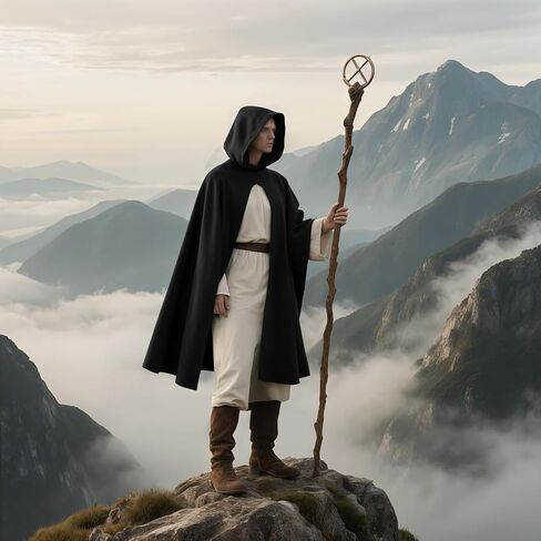 أزياء UQJE Renaissance ذات القلنسوة المفتوحة من الأمام ورأس الساحرة والهالوين in Kuwait