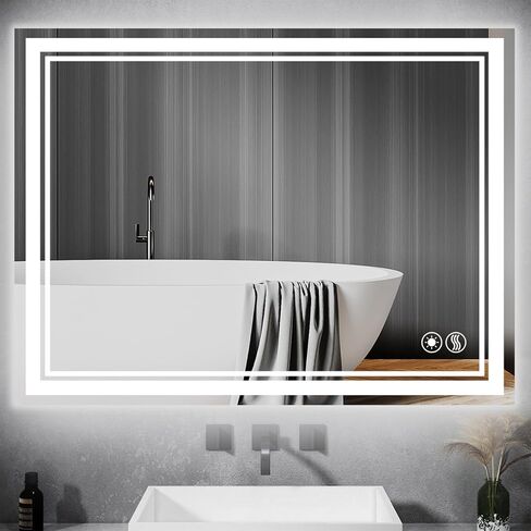 24 "× 36" مرآة LED للحمام الأمامي والخلفي مضاد للطفر قابلة للخلاف 3 ألوان LED مرآة الحمام مع الأضواء وظيفة الذاكرة الذكية مرآة الجدار مثبتة أفقي/عمودي in Kuwait