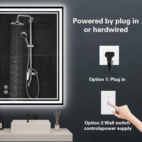 24 "× 36" مرآة LED للحمام الأمامي والخلفي مضاد للطفر قابلة للخلاف 3 ألوان LED مرآة الحمام مع الأضواء وظيفة الذاكرة الذكية مرآة الجدار مثبتة أفقي/عمودي in Kuwait