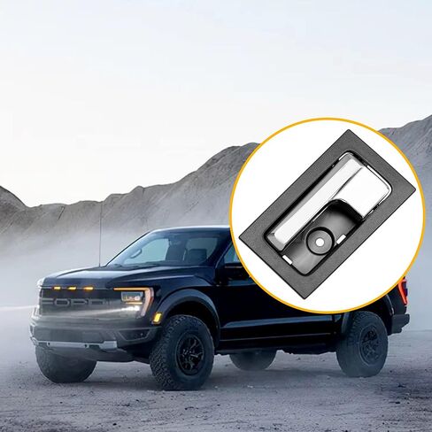 مقبض الباب الداخلي Gledewen ، متوافق مع 2009-2014 Ford F150 ، الأمامي/الخلفي داخل جانب السائق الأيسر | CL3Z-1522601-GA 9L3Z-1522601-CB 90826 | Chrome Lever Black Housing Hound in Saudi Arabia