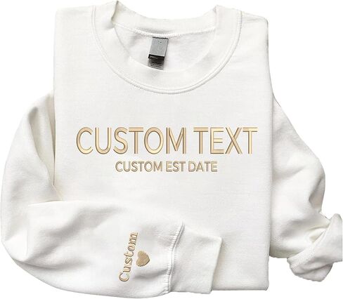 Custom Embroidered Sweatshirts and Hoodie Design Your Own, Personalized Sweatshirts Hoodie For Everyone, Add Text On Sleeve, Add Your Own Custom Text, Gifts Mothers Day, Christmas Multicolor in Saudi Arabia