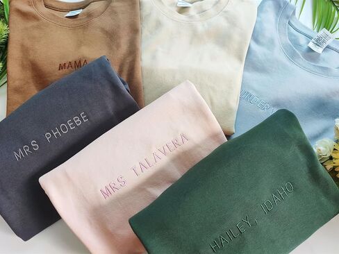 Custom Embroidered Sweatshirts and Hoodie Design Your Own, Personalized Sweatshirts Hoodie For Everyone, Add Text On Sleeve, Add Your Own Custom Text, Gifts Mothers Day, Christmas Multicolor in Saudi Arabia