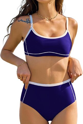 ZAFUL Womens 2025 High Waisted Bikini Sets Tummy Control Bathing Suit Summer Sporty Two Piece Swimsuit in Saudi Arabia