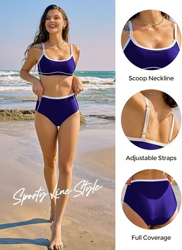 ZAFUL Womens 2025 High Waisted Bikini Sets Tummy Control Bathing Suit Summer Sporty Two Piece Swimsuit in Saudi Arabia