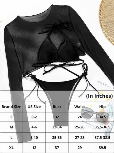Tan Through Mini Bikini, 3 Piece Sheer Top, Size Runs Small in Saudi Arabia