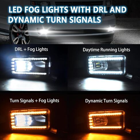 مجموعة مصابيح الضباب LED مناسبة لسيارة Chevy Tahoe 2015-2020، Suburban 2015-2020، Suburban 3500HD 2016-2019، GMC Yukon & Yukon XL 2015-2020، مجموعة مصابيح الضباب للقيادة الأمامية، معتمدة من DOT - زوج واحد in Kuwait