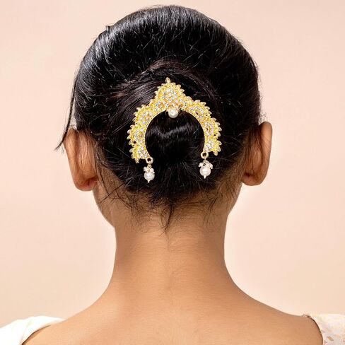 Aheli Indian Traditional Ethnic Wedding Wear Hair Brooch Pin Antique Gold Tone Styling Fashion Accessories Jewelry for Women in Saudi Arabia