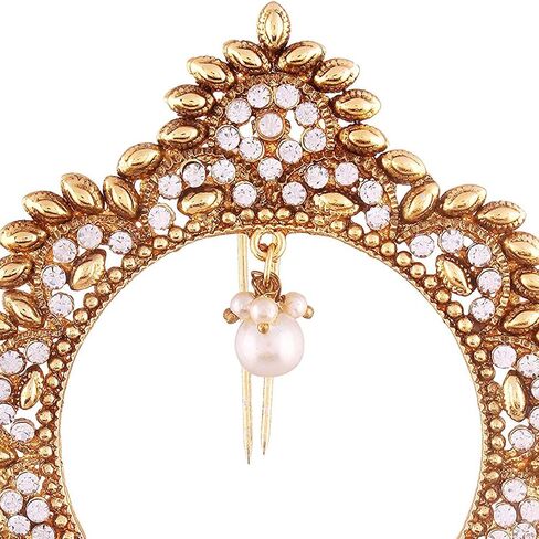 Aheli Indian Traditional Ethnic Wedding Wear Hair Brooch Pin Antique Gold Tone Styling Fashion Accessories Jewelry for Women in Saudi Arabia
