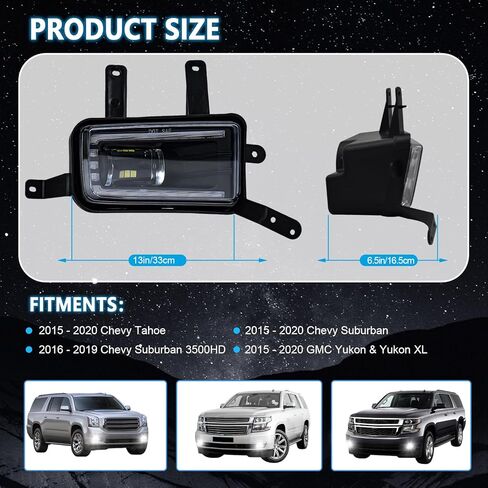 مجموعة مصابيح الضباب LED مناسبة لسيارة Chevy Tahoe 2015-2020، Suburban 2015-2020، Suburban 3500HD 2016-2019، GMC Yukon & Yukon XL 2015-2020، مجموعة مصابيح الضباب للقيادة الأمامية، معتمدة من DOT - زوج واحد in Kuwait