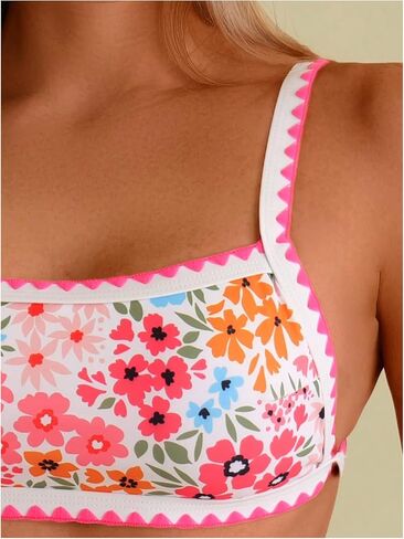 Women's 2 Piece Floral Swimsuits Tie Backless Wireless Bikini Top with Hipster Beachwear in Saudi Arabia