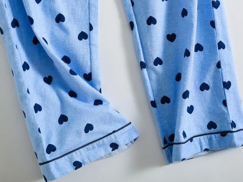 Women Pajamas Set Flannel Cotton Long Sleeve Button Down Top Pants Warm Sleepwear S-XL in Saudi Arabia