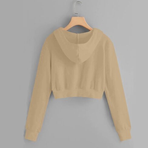 Hoodies for Teen Girls Cropped Long Sleeve Zip Up Jacket Workout Hooded Sweatshirt Y2K Girls Cute Crop Coats Clothes in Saudi Arabia