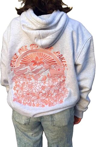 Hawaii Beach Graphic Hoodies for Women Teen Girls Flower Embroidery Oversized Hooded Sweatshirts Vintage Y2k Hoodie in Kuwait