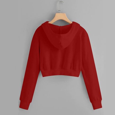 Hoodies for Teen Girls Cropped Long Sleeve Zip Up Jacket Workout Hooded Sweatshirt Y2K Girls Cute Crop Coats Clothes in Saudi Arabia