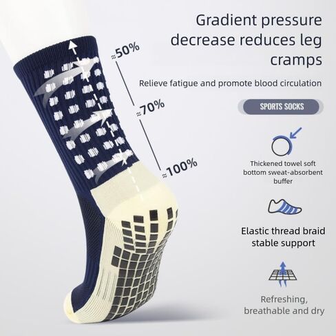 Non Slip Socks 4 Pairs Anti Slip Football Socks Men's Athletic Anklets with Grips for Yoga Basketball Sports in Saudi Arabia