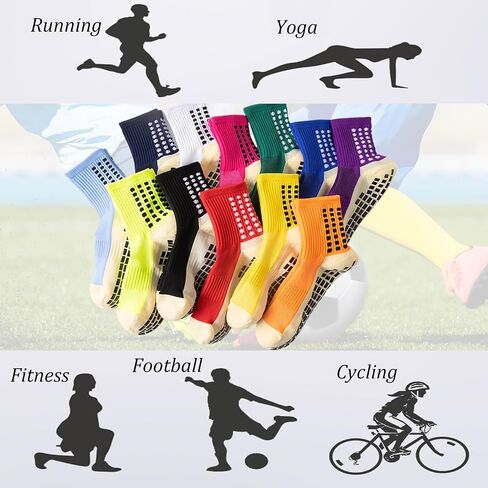 Non Slip Socks 4 Pairs Anti Slip Football Socks Men's Athletic Anklets with Grips for Yoga Basketball Sports in Saudi Arabia