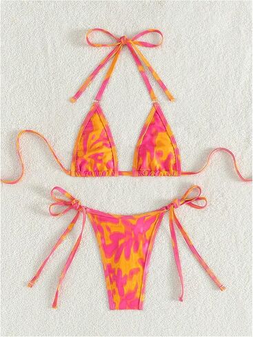 Verdusa Women's 2 Piece Tie Dye Micro Bikini Sets Sexy Mini Bathing Suit Swimsuit Triangle in Saudi Arabia