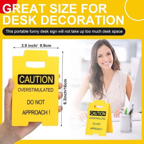 Caution Overstimulated Desk Sign Funny Caution Mildly Violent Do Not Approach Signs Gag Prank Office Gift Desk Decoration for Friends Family Colleague Teammate Boss Staff(Overstimulated) in Saudi Arabia