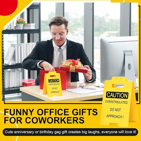 Caution Overstimulated Desk Sign Funny Caution Mildly Violent Do Not Approach Signs Gag Prank Office Gift Desk Decoration for Friends Family Colleague Teammate Boss Staff(Overstimulated) in Saudi Arabia
