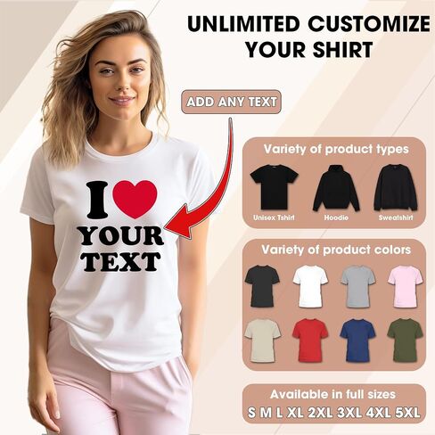 أحب قميصًا مع صورة نصية مخصصة ، Tshirt مخصصة ، قميص صديق صديقته ، هدية للرجال زوجين الزوجين in Saudi Arabia