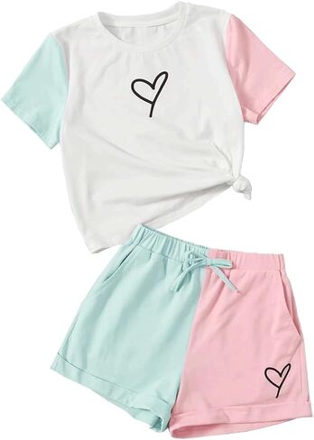 Cakaner Toddler Kids Girl Clothes Floral Letter Graphic Top + Shorts 2PC Girls Summer Short Set in Kuwait