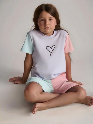 Cakaner Toddler Kids Girl Clothes Floral Letter Graphic Top + Shorts 2PC Girls Summer Short Set in Kuwait