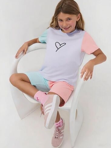 Cakaner Toddler Kids Girl Clothes Floral Letter Graphic Top + Shorts 2PC Girls Summer Short Set in Kuwait