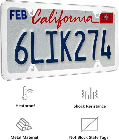 Matte Black License Plate Frames,Black Metal License Plate Frame,Slim License Plate Frame,Anti Theft License Plate Frame for Men,Car Plate Frame in Kuwait
