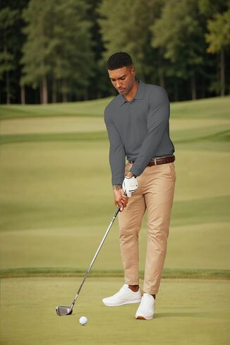 COOFANDY Mens Polo Shirt Long Sleeve Golf Shirt Lightweight UPF 50+ Sun Protection Quick Dry Moisture Wicking Collared Shirt in Saudi Arabia