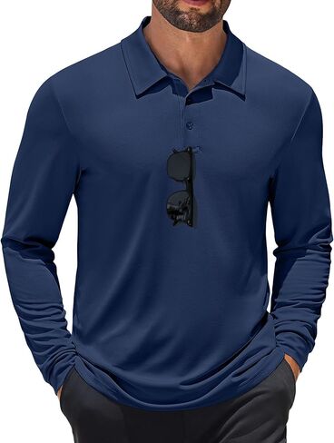 COOFANDY Mens Polo Shirt Long Sleeve Golf Shirt Lightweight UPF 50+ Sun Protection Quick Dry Moisture Wicking Collared Shirt in Saudi Arabia