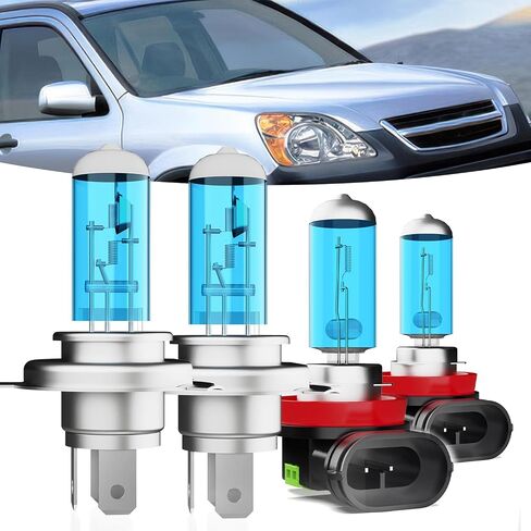 Halogen Headlights Fit for Honda CRV CR-V 2002-2004 & 2007-2014 Headlight Bulbs,9003/H4/HB2 High/Low Beam + h11 Fog Light Bright Light Combo,Plug And Play,Pack of 4 in Saudi Arabia