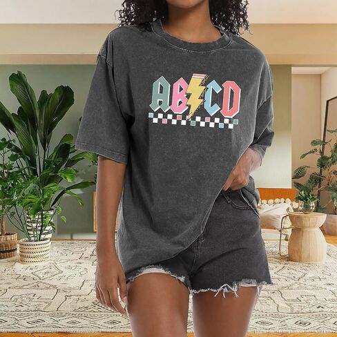 Teacher Shirts for Women Oversized Tshirts Teacher Appreciation Gifts Shirt Letter Printed Short Sleeve Tee Shirts in Saudi Arabia