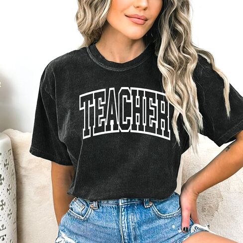 Teacher Shirts for Women Oversized Tshirts Teacher Appreciation Gifts Shirt Letter Printed Short Sleeve Tee Shirts in Saudi Arabia