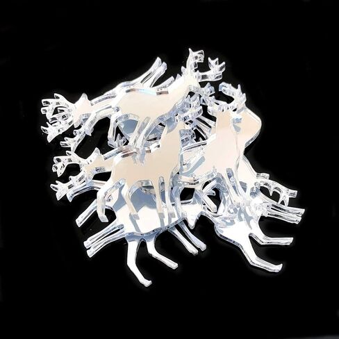 Super Cool Creations Reindeer Shaped Crafting Mirrors, Set of 10, Many Colours, Shatterproof Acrylic, Silver Mirror, Pack of 10 x 7cm in Saudi Arabia