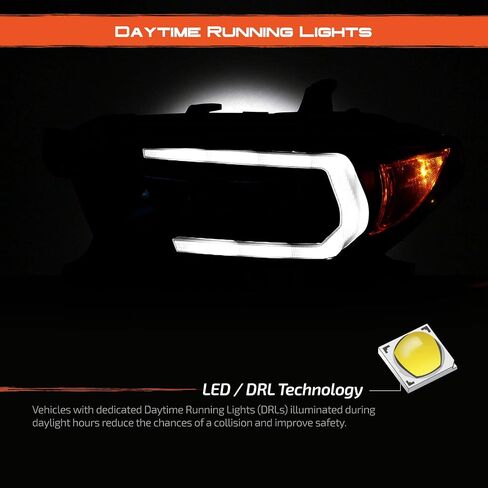 AKKON - Fit 2016-2022 Toyota Tacoma LED Tube Projector Black Headlight w/Sequential Turn Signal Pair Housing in Saudi Arabia