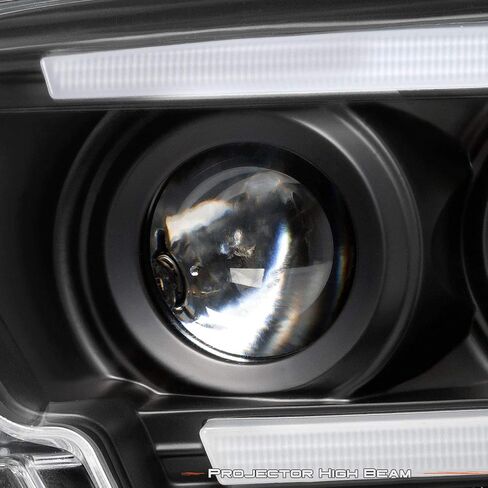 AKKON - Fit 2016-2022 Toyota Tacoma LED Tube Projector Black Headlight w/Sequential Turn Signal Pair Housing in Saudi Arabia