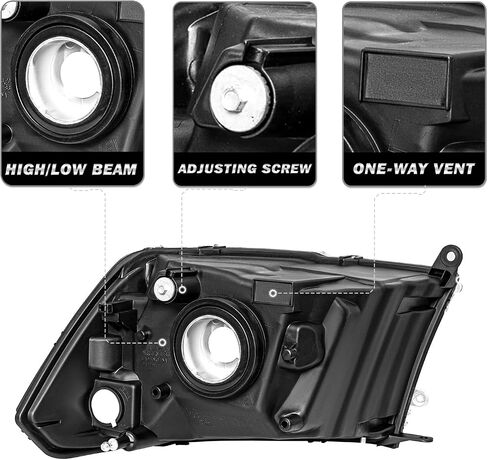 SOCKIR Headlight Assembly Compatible with 2009-2012 Dodge Ram 1500 2500 3500 Pickup Driver and Passenger Side Black Housing Clear Reflector (Not fits Quad Beam Headlight Models) in Saudi Arabia