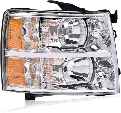 G-PLUS Headlights Assembly Compatible with Chevy Silverado 2007-2013/Fit Chevy Silverado 2500 HD 3500 2007-2014 Bumper Headlamp Right Passenger Side Clear lens Chrome Housing Amber Reflector in Saudi Arabia