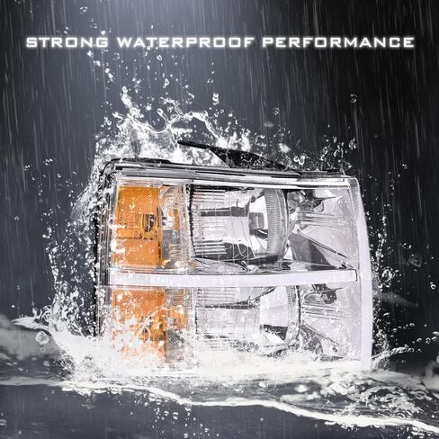 G-PLUS Headlights Assembly Compatible with Chevy Silverado 2007-2013/Fit Chevy Silverado 2500 HD 3500 2007-2014 Bumper Headlamp Right Passenger Side Clear lens Chrome Housing Amber Reflector in Saudi Arabia
