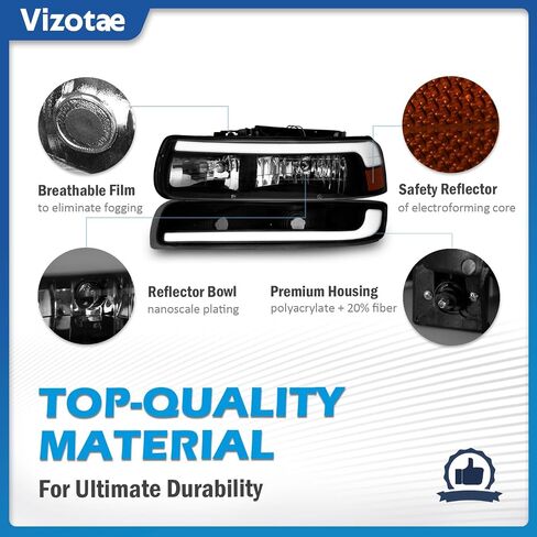 Headlights Assembly W/Bulbs for 1999-2002 Chevy Silverado 1500 2500, for 2001-2002 Silverado 1500HD 2500HD 3500HD, for 2000-2006 Tahoe Suburban with Bumper Parking Turn Signal Marker Lights in Saudi Arabia