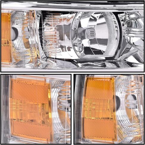 G-PLUS Headlights Assembly Compatible with Chevy Silverado 2007-2013/Fit Chevy Silverado 2500 HD 3500 2007-2014 Bumper Headlamp Right Passenger Side Clear lens Chrome Housing Amber Reflector in Saudi Arabia