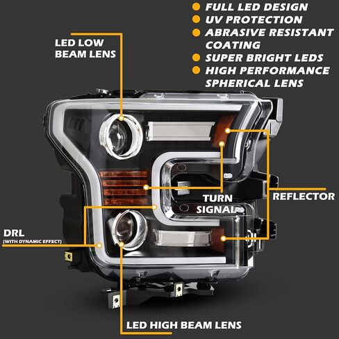 Full LED Headlights for F150 15-17, DOT Approved LED Headlights Assembly with Switchback DRL Dynamic Animation Sequential Turn Signal for Ford F-150 2015-2017 (2PCS) in Saudi Arabia